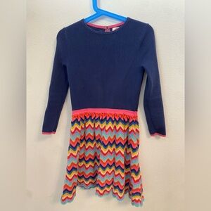 Mini Boden Navy and Multicolor Chevron Dress
